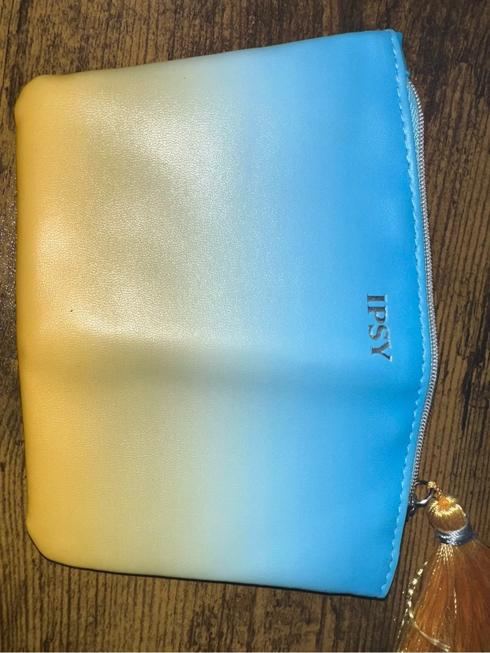 Gradient Yellow to Blue Tassel Pouch